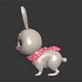Cute White Rabbit Doll With Long Ears Pink Cheeks And Polka Dot Scarf