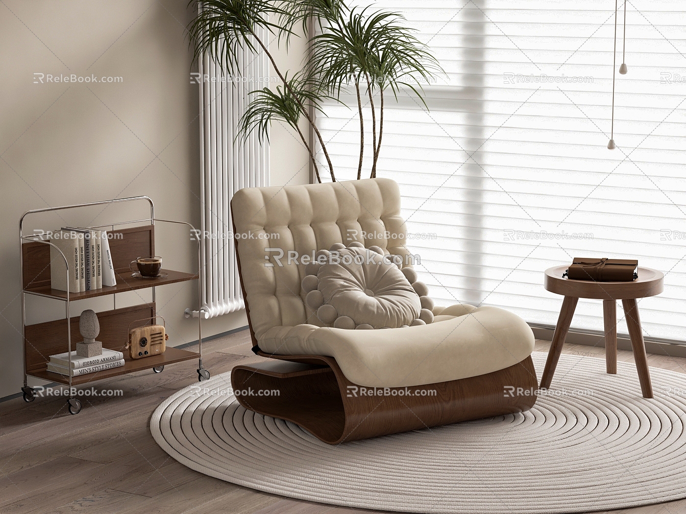 Cream Lazy Sofa Side Radiator 3d model