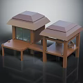 Wooden Pavilion Designs With Brown Roofs Platforms And Glass Windows