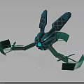 Futuristic Teal Mechanical Device With Multi Limbed Structure And Glowing Core 3d model