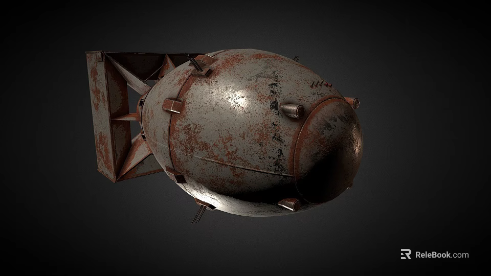 Rusted Metal Military Bomb Weapon With Vintage Design And Fins 3d model 