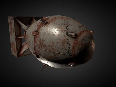 Rusted Metal Military Bomb Weapon With Vintage Design And Fins 3d model