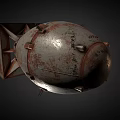 Rusted Metal Military Bomb Weapon With Vintage Design And Fins