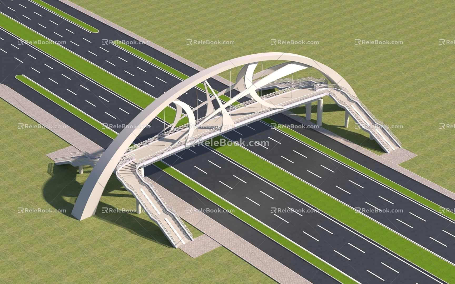 Landscape pedestrian bridge 3d model