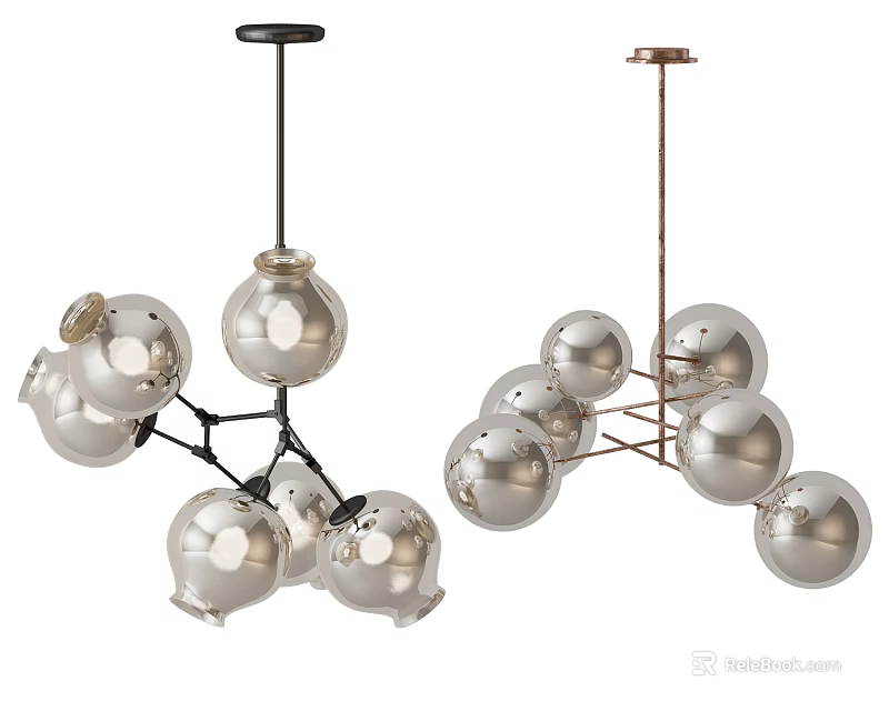 Modern Chandelier with Glass Ball Design Multiple Light Structure for Home Decor 3d model