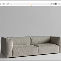 Modern Light Gray Fabric Two Seater Sofa With Comfortable Armrests And Minimalist Design 3d model