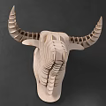 Modern Layered Brown Geometric Bull Head Wall Mounted Decorative Ornament Set
