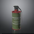 Red and Green Hand Grenade With Keep Out Danger Label And Metal Pin