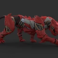 Red Mechanical Tiger 3D Model With Detailed Mechanical Structure And Futuristic Design
