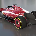 Red Ferrari Formula 1 Car With Racing Design And Sponsor Logos