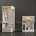 Modern White Architectural Decorative Pieces With Geometric Design And Lighting For Home Decor