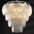 Layered Scalloped Translucent Glass Chandelier With Soft Light And Elegant Design