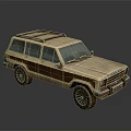 Vintage SUV With Beige And Brown Exterior And Roof Rack Design