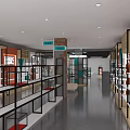 Specialty Store Interior With Modern Display Shelves Spacious Aisle And Lighting