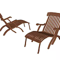 Two Modern Wooden Lounge Chairs With Slatted Backrest And Armrests Design