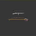 Various Decorative Weapons Featuring Spear Staff Arrow Round Design And Flower Accents