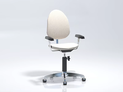 Modern Leisure Chair With Beige Upholstery Black Armrests And Silver Wheeled Base 3d model
