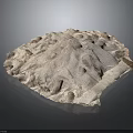 3D Terrain Model With Irregular Shape And Silver White Textured Surface