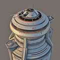 AR Marked Metal Weapon Towers With Defense Systems On Grassy Hillside