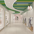Shopping Mall Lingerie Store with Mannequin Displays Green Plants And Circular Exhibition Stand