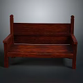 Classic Dark Wood Furniture Bench With Backrest Armrests And Sturdy Structure