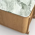 Modern Wooden Bedside Table With Smooth Marble Top And Storage Drawer 3d model
