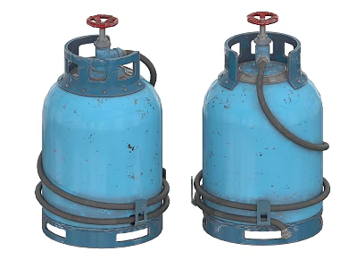 Industrial Equipment Blue LPG Gas Cylinders Two Units With Safety Design For Industrial Use 3d model