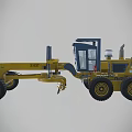 Yellow Heavy Duty Grader with Large Tires Cab and Mechanical Structure 3d model