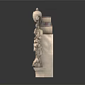 Carved Clock Sculpture With Intricate Floral Motifs Roman Numeral Dial And Ornate Top Decoration