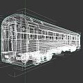 Old Style Metal Train Carriage With Multiple Windows Rear Door And Blue Lights