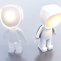 Human Shaped Decorative Lamps With Transparent And White Bodies And Illuminated Heads