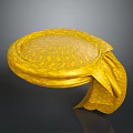 Stylish Yellow Hat With Intricate Floral Pattern And Flowing Ribbon Design
