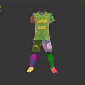 Green Sportswear Set With Yellow LUDO Print Red Socks And White Sneakers
