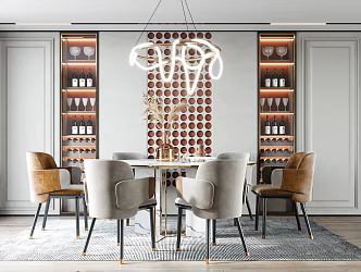 Light Luxury Dining Table and Chair Combination 3d model