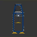 Blue Industrial Crane Model Featuring Extended Boom Yellow Hook And Stable Base 3d model