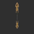 Ornate Fantasy Spear Weapon With Golden Carved Patterns And Black Handle
