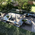 Outdoor Landscape Seating With Green Plants Trees And Garden Relaxing Space