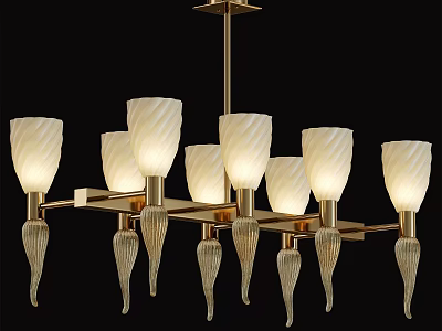 Modern Elegant Chandelier With Textured White Glass Shades And Golden Metal Frame 3d model