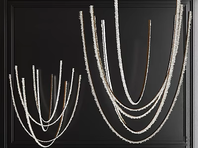 Elegant Modern Crystal Chandeliers With White Curved Crystal Chains On Black Background 3d model