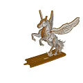 Handcrafted Wooden Unicorn Decorative Ornament Set With Wings And Stand Base