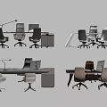 Modern Office Desk Designs With Ergonomic Chairs Computer And Lamps Setup 3d model
