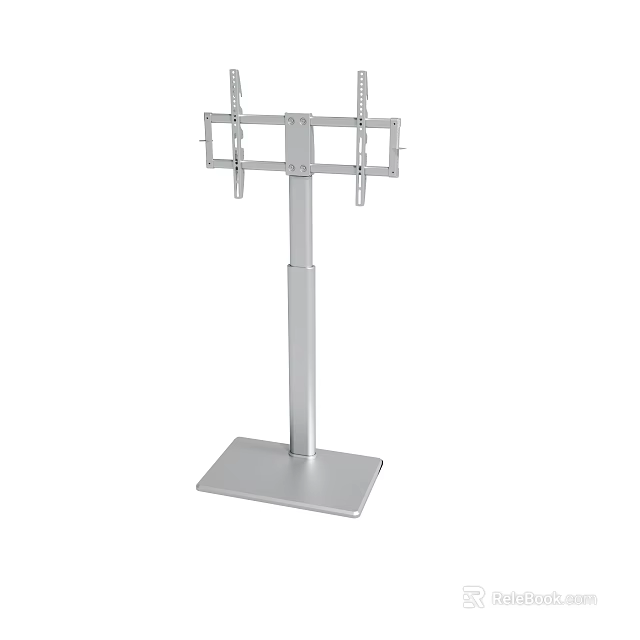 Silver Metal Floor TV Stand With Stable Base And Mounting Brackets 3d model 