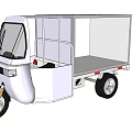 Garden Flower Pots Transported By White Cargo Tricycle On Stone Path