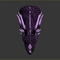 Purple Dragon Head Game Movie Character With Scales Spikes And Glowing Eyes