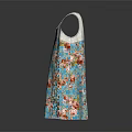 Sleeveless Women's Dress With Gray Top And Blue Floral Print Design