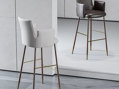Modern Kitchen Bar Stools With Sleek Metal Frame And Contrasting Colors 3d model