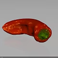 Fresh Red Chili Pepper With Green Inner Flesh On Dark Reflective Surface
