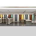 Modern Building Material Showroom With Colorful Wall Panels Sample Racks And Bright Lighting