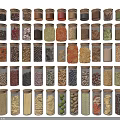 Glass Spice Jars with Various Spices Grains and Beans for Organized Kitchen Pantry