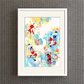 Vibrant Abstract Painting With Colorful Brush Strokes And Geometric Shapes